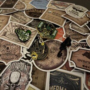 Harry Potter Pins (non official) and Witchy Vibes Stickers Random Bundle NEW